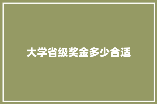 大学省级奖金多少合适