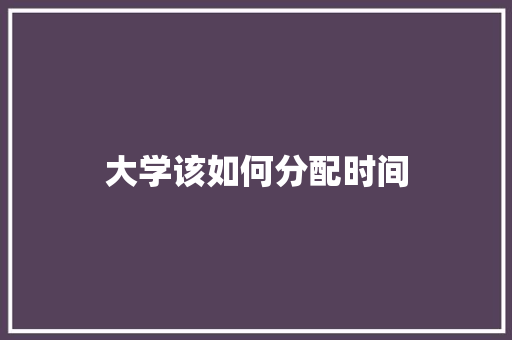 大学该如何分配时间