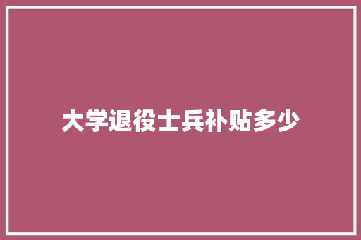 大学退役士兵补贴多少