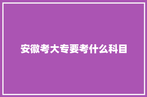 安徽考大专要考什么科目