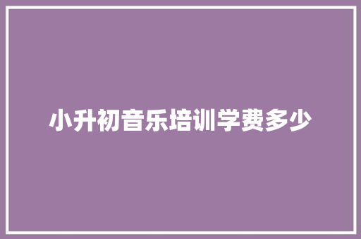 小升初音乐培训学费多少 散文范文