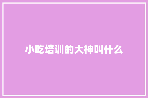 小吃培训的大神叫什么