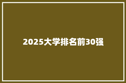 2025大学排名前30强