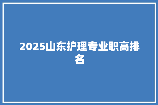 2025山东护理专业职高排名