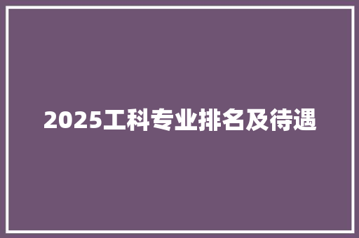 2025工科专业排名及待遇