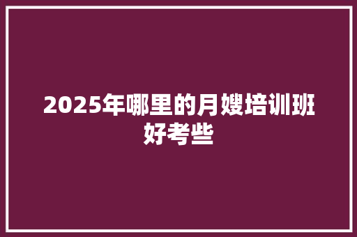 2025年哪里的月嫂培训班好考些