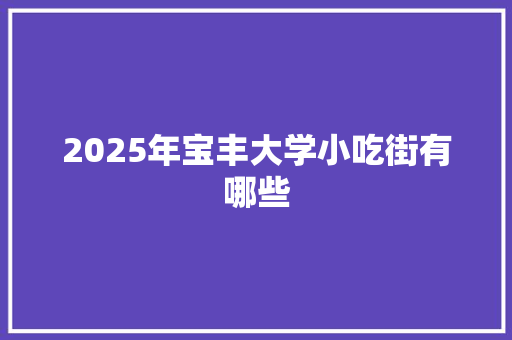 2025年宝丰大学小吃街有哪些 简历范文