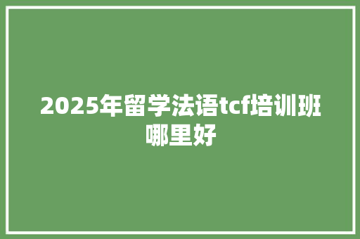 2025年留学法语tcf培训班哪里好 简历范文
