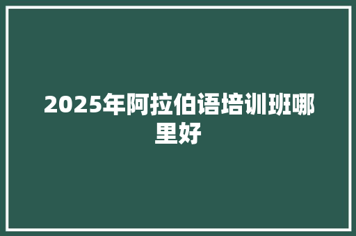2025年阿拉伯语培训班哪里好