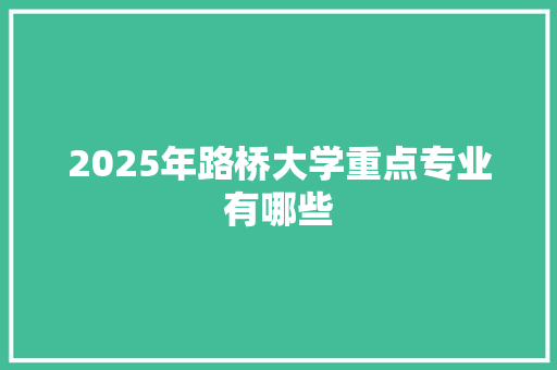 2025年路桥大学重点专业有哪些