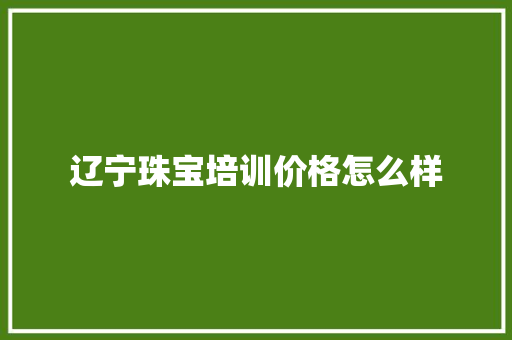 辽宁珠宝培训价格怎么样