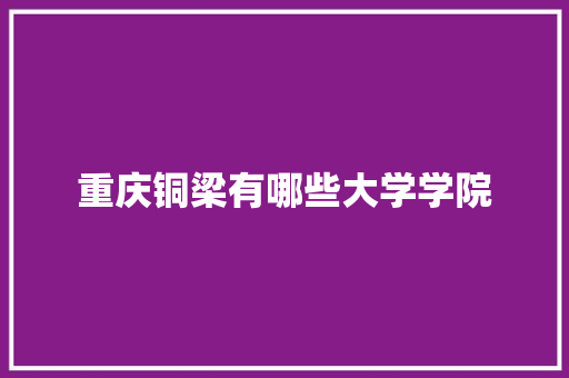 重庆铜梁有哪些大学学院