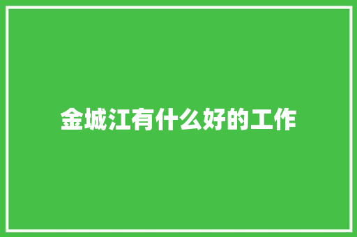 金城江有什么好的工作