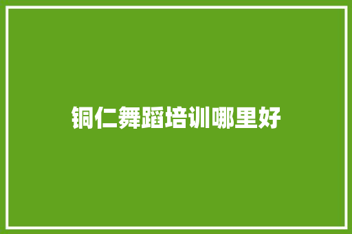 铜仁舞蹈培训哪里好