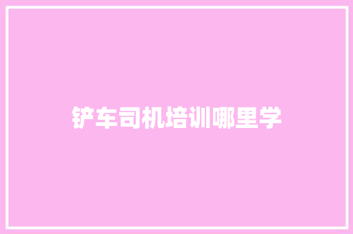 铲车司机培训哪里学