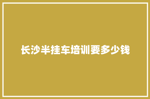 长沙半挂车培训要多少钱