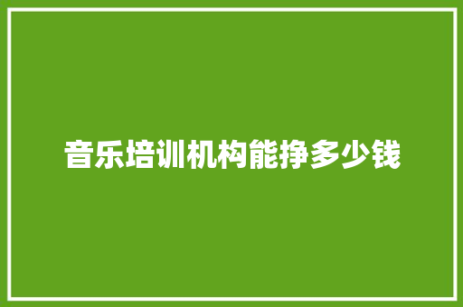 音乐培训机构能挣多少钱