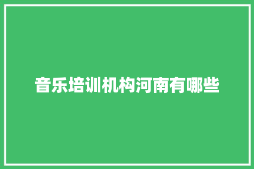 音乐培训机构河南有哪些