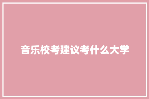 音乐校考建议考什么大学