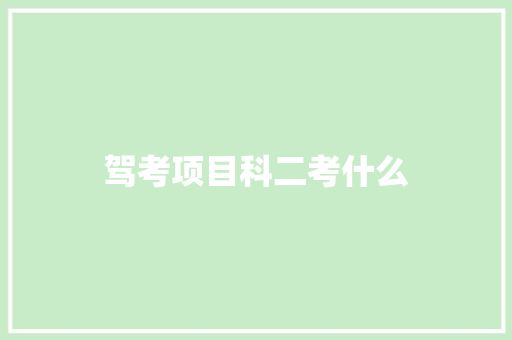 驾考项目科二考什么