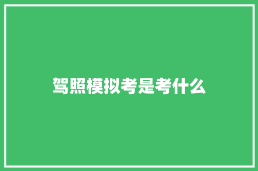 驾照模拟考是考什么