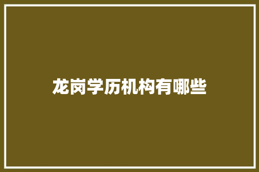 龙岗学历机构有哪些