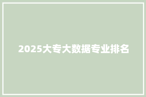 2025大专大数据专业排名 应用文范文