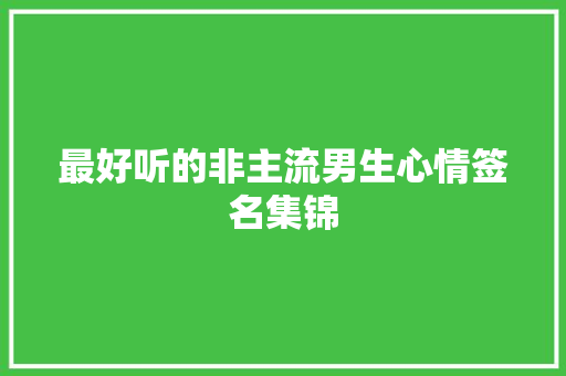 最好听的非主流男生心情签名集锦
