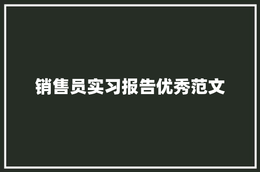 销售员实习报告优秀范文