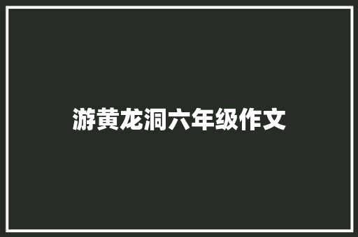 游黄龙洞六年级作文