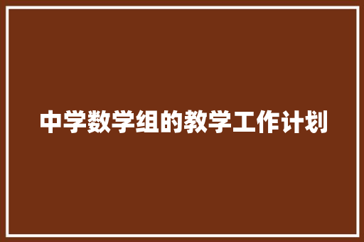 中学数学组的教学工作计划 说明文范文