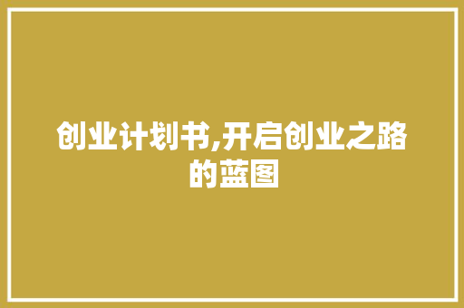 创业计划书,开启创业之路的蓝图