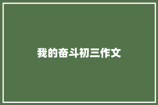 我的奋斗初三作文 演讲稿范文