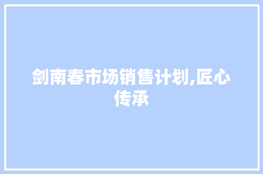 剑南春市场销售计划,匠心传承，品质铸就辉煌