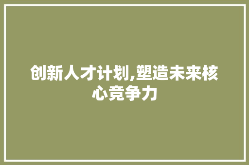 创新人才计划,塑造未来核心竞争力