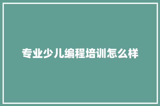 专业少儿编程培训怎么样