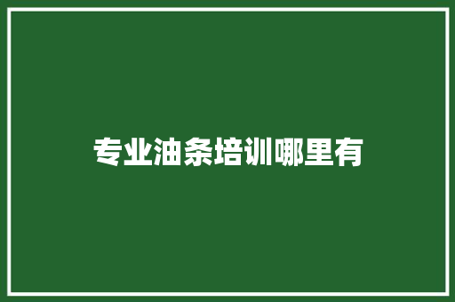 专业油条培训哪里有