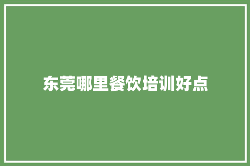 东莞哪里餐饮培训好点
