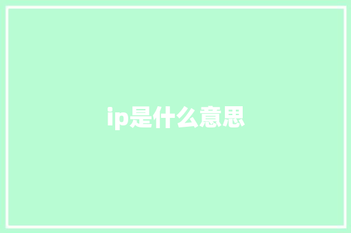 ip是什么意思