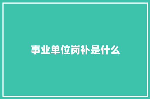 事业单位岗补是什么