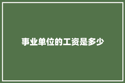 事业单位的工资是多少