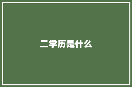 二学历是什么