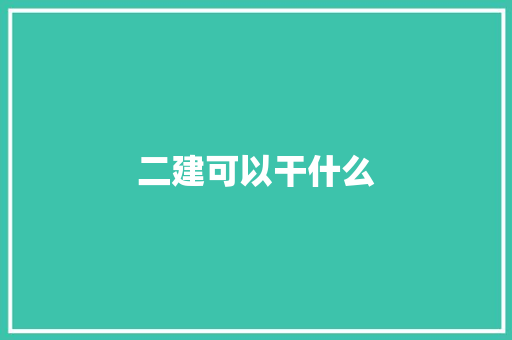 二建可以干什么