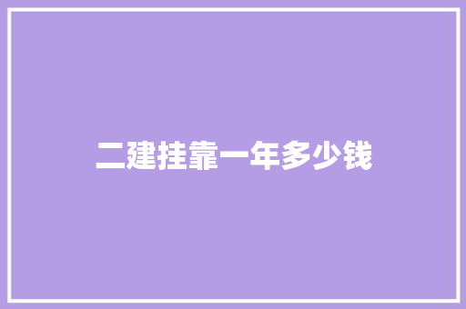 二建挂靠一年多少钱