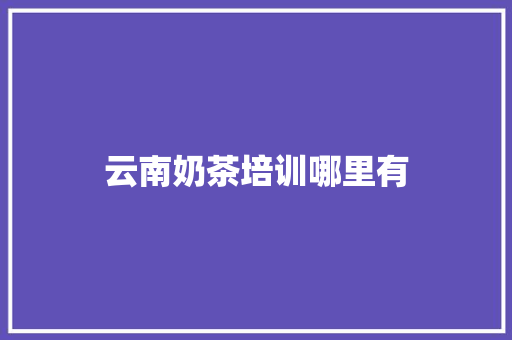 云南奶茶培训哪里有