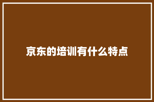 京东的培训有什么特点