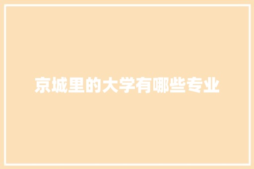 京城里的大学有哪些专业