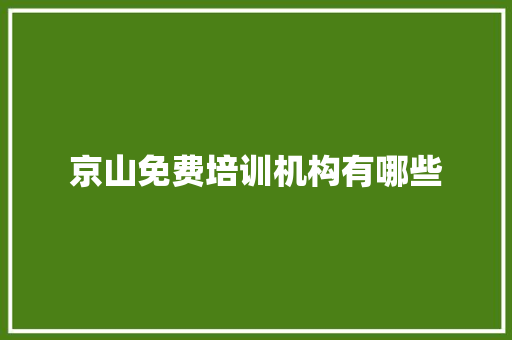 京山免费培训机构有哪些