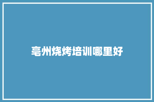 亳州烧烤培训哪里好