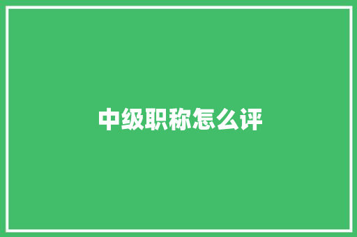 中级职称怎么评